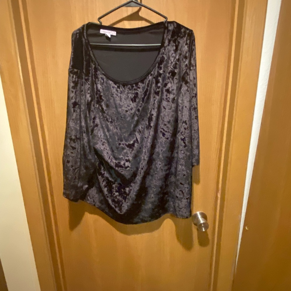 Black velvet long sleeve shirt